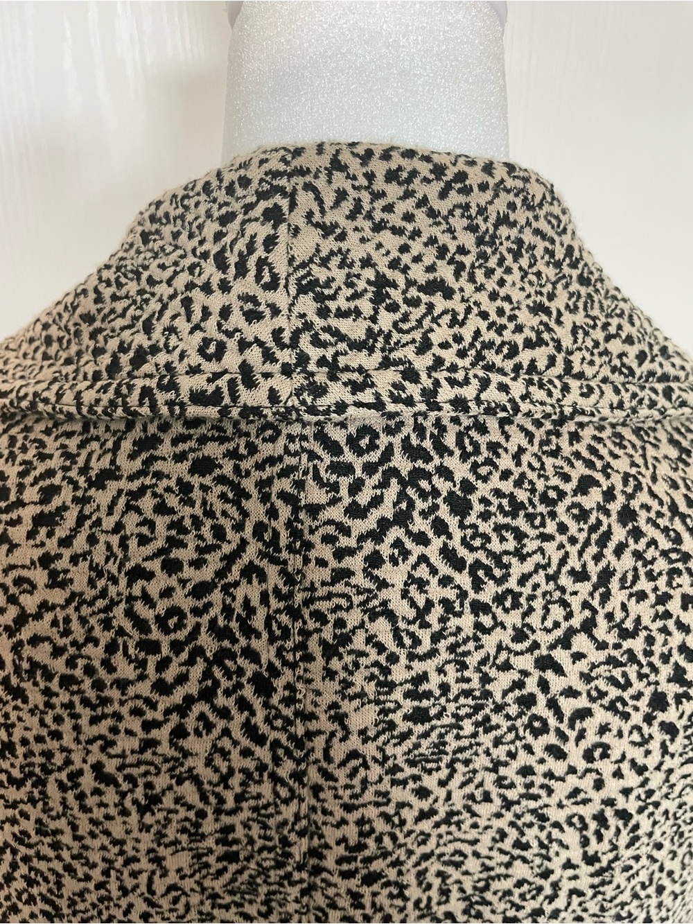 Calvin Klein Taupe and Black Leopard-Print Open Coat - Picture 6 of 15